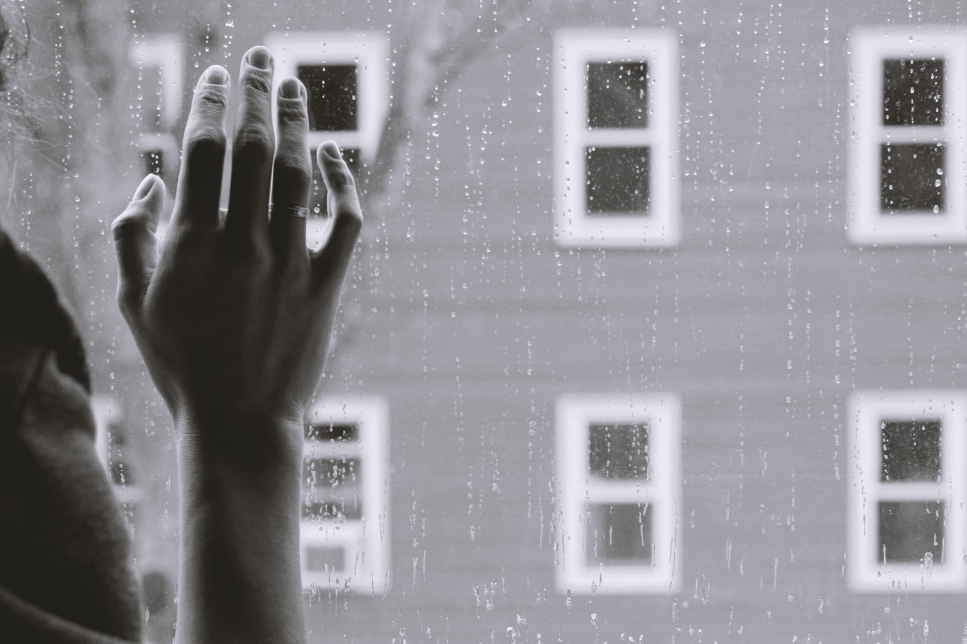 hand on window