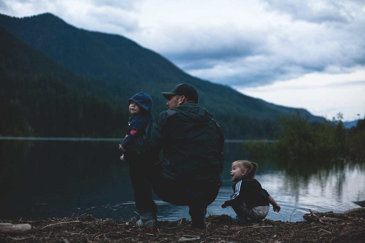 Father with young children